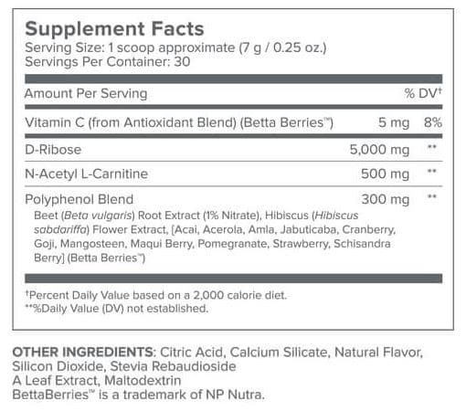 Supplement Facts for Energy Renew bio complete 3 nutrition and ingredients