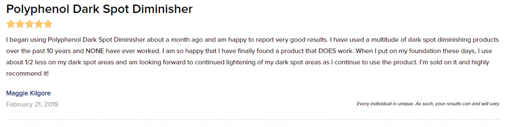 Five-star Polyphenol Dark Spot Review - Maggie Kilgore