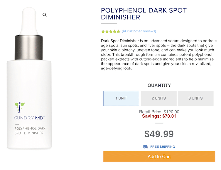 Gundry MD polyphenol darkspot diminisher on sale