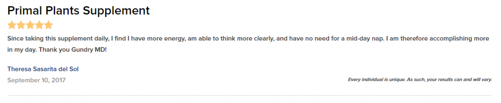 Primal Plants user review - Primal Plants supplement