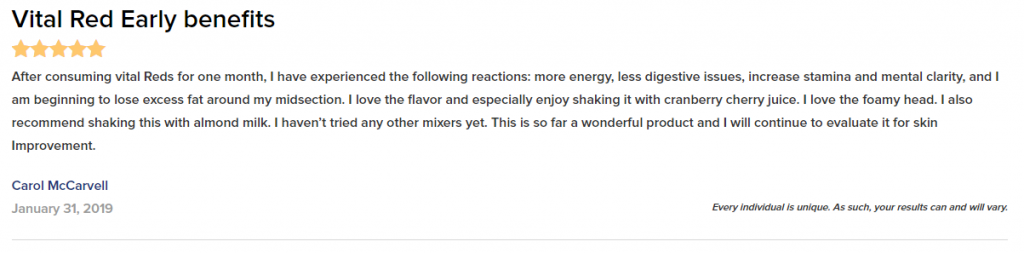 Vital Reds product Review from Carol McCarvell