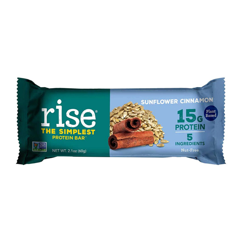 nut-free Sunflower Cinnamon Rise Bar with 15 g protein and 5 ingredients