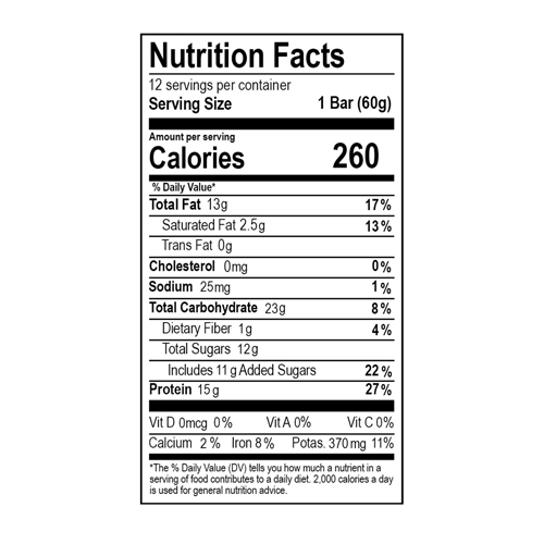 Lemon Cashew Rise Bar nutritional information